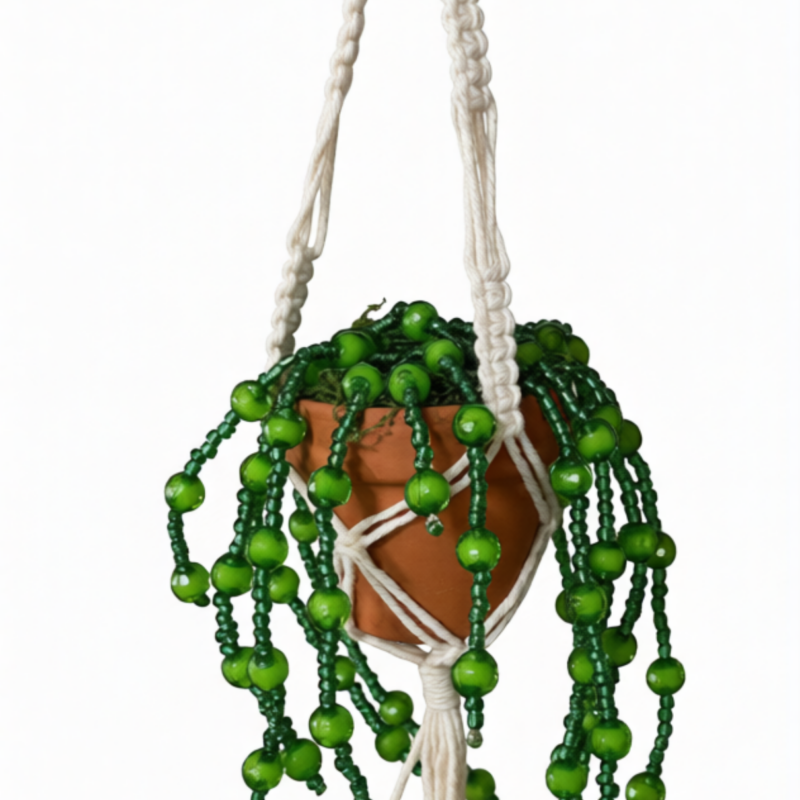 Beaded Succulent Macrame