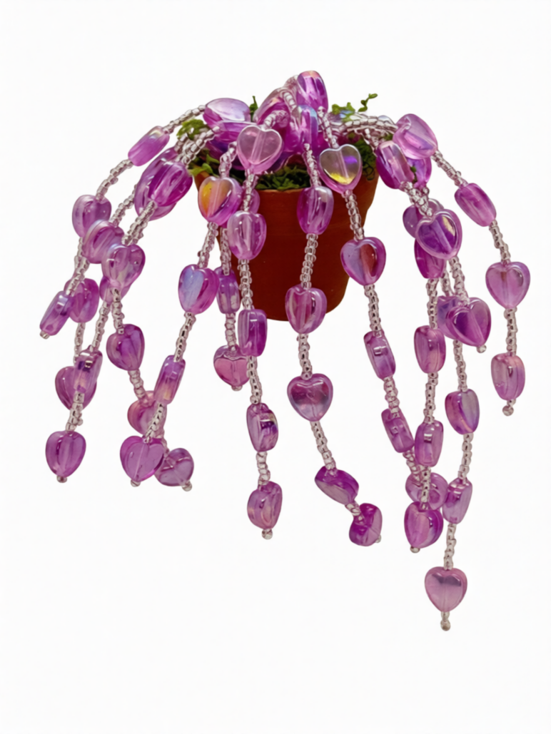 Beaded Succulent Magnet - String of Hearts