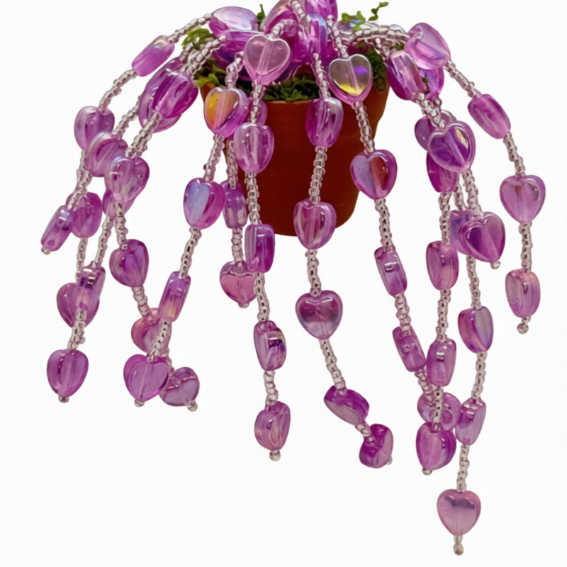 Beaded Succulent Magnet - String of Hearts