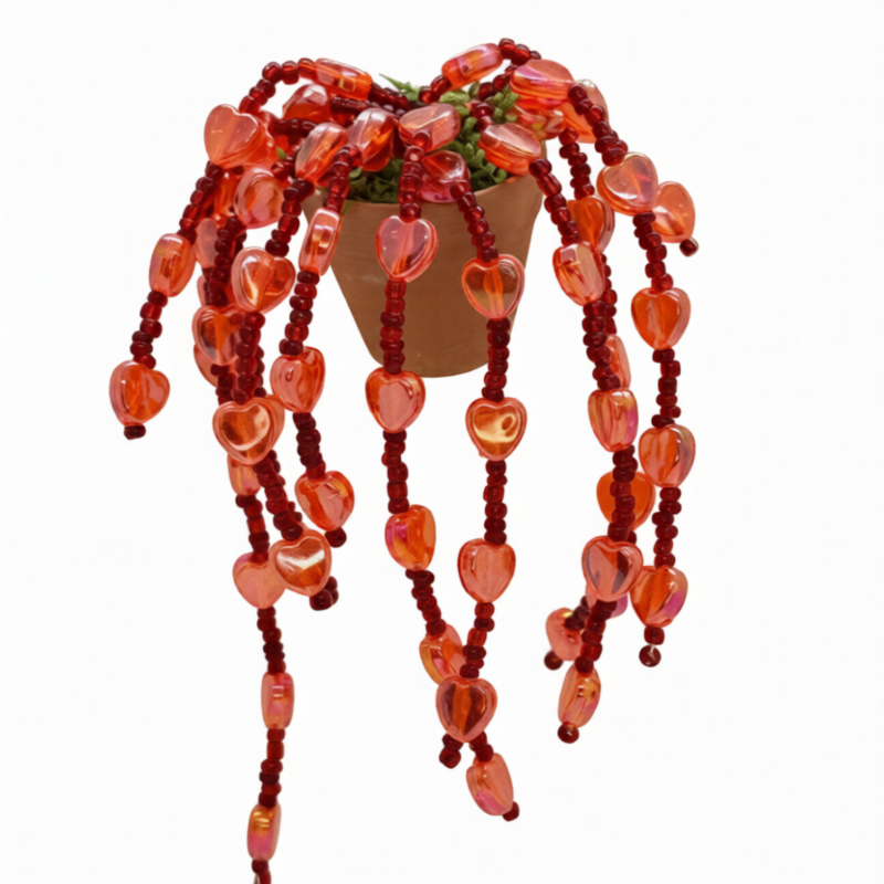 Beaded Succulent Magnet - String of Hearts