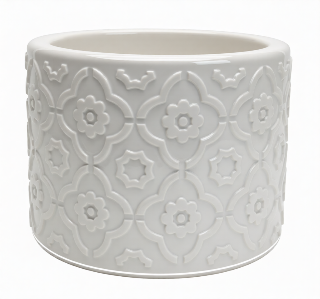 Cup Pot Straight Floral Pattern