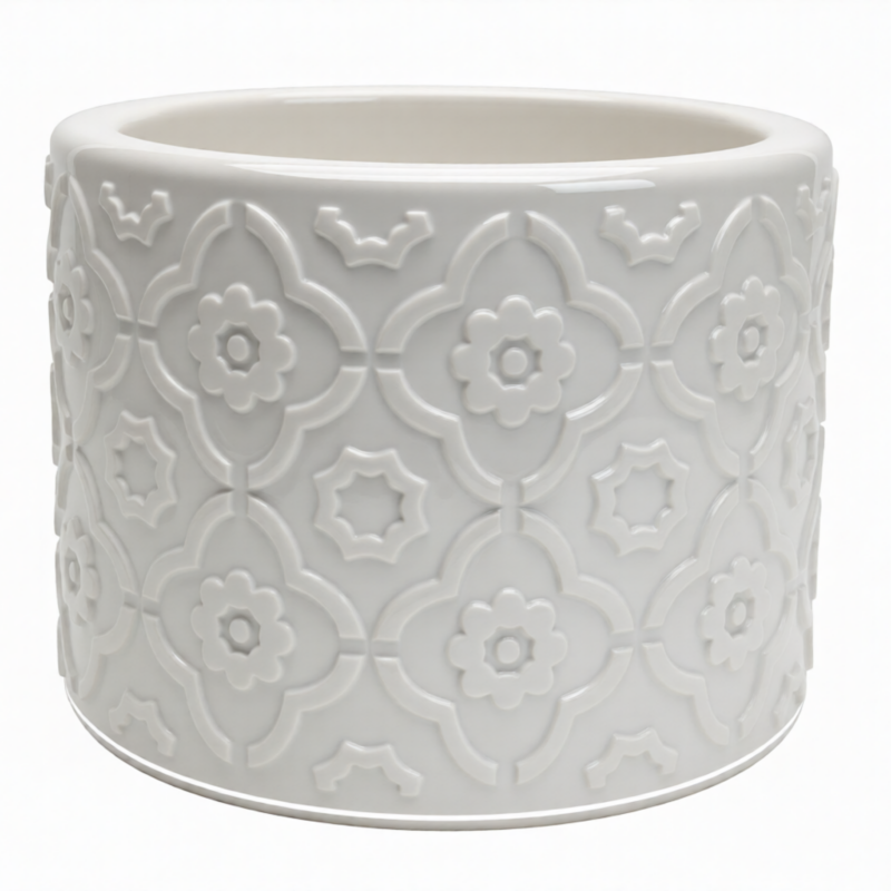 Cup Pot Straight Floral Pattern